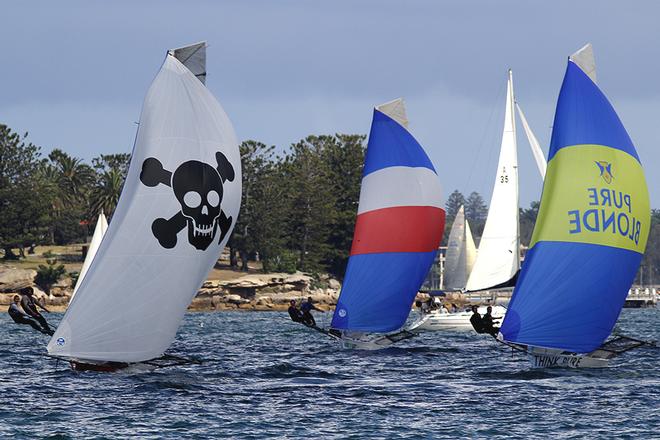 The Pirate leads the Blonde - Race 1, 2014 Australian 18ft Skiff Nationals © Frank Quealey /Australian 18 Footers League http://www.18footers.com.au